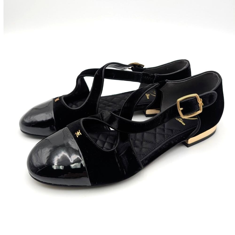 Sam Edelman Roxie Cap Toe Mary Jane Flat Shoes Women's Black Size US8.5 EU39